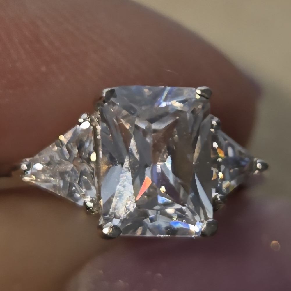 Diamonique And Silver Ring